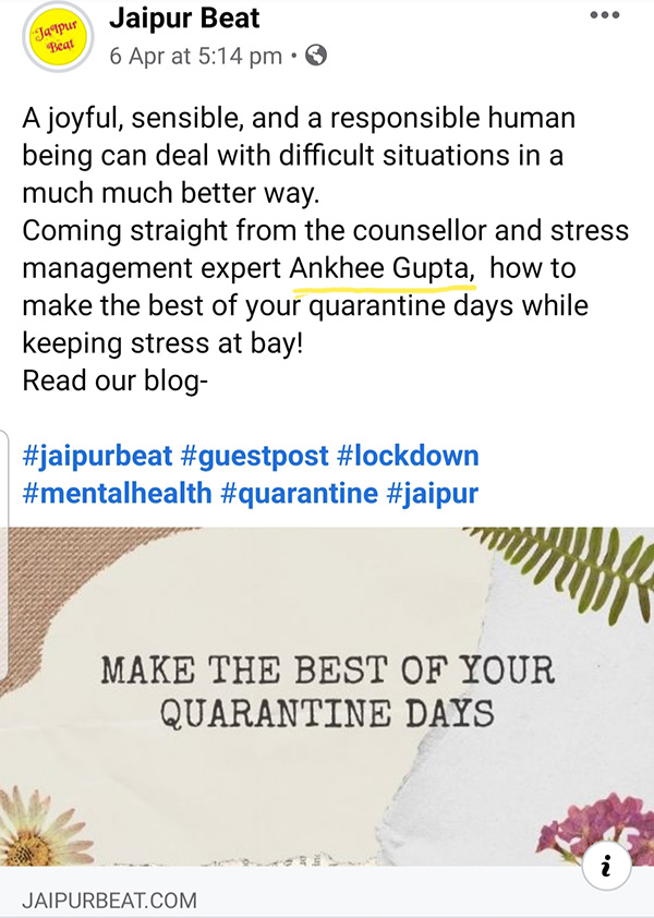 Ankhee Counselling session, May 2020, Kolkata